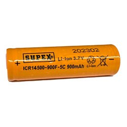 Supex ICR14500-900F-5C Lityum Ion 3.7V 900mAh 5C Deşarj Akımı Düz Kafa Pil - Thumbnail