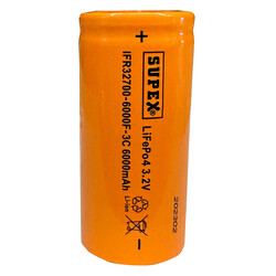 Supex IFR32700-6000F-3C 3.2V Li-Ion 6000mAh 3C Deşarj Akımı Düz Kafa Pil - Thumbnail