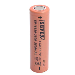 Supex SP18650-2500 2500 mAh 3.7V 18650 Model Li-Ion Düz Kafa Pil - Thumbnail